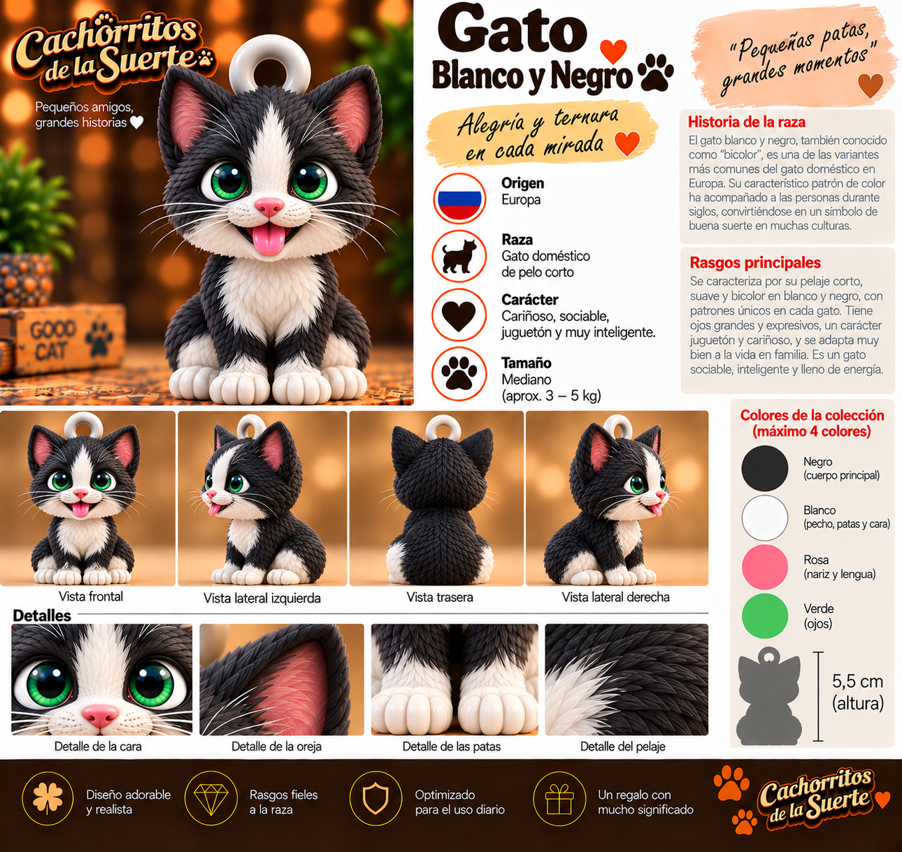 Ficha original de Gato Blanco y Negro